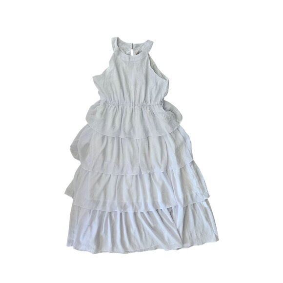 Grace Karin Girls White Sleeveless Tiered Maxi Dress Size 10Y Chiffon Backless - Picture 4 of 10